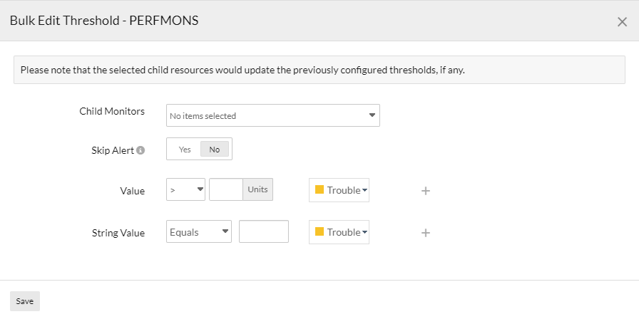 The Bulk Edit Threshold pop-up for performance counters