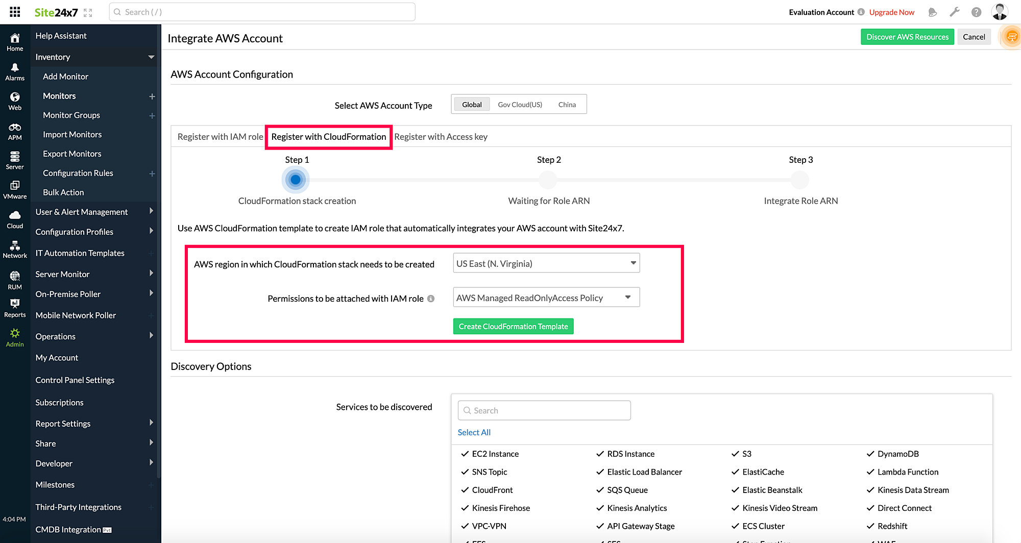 register with CloudFormation