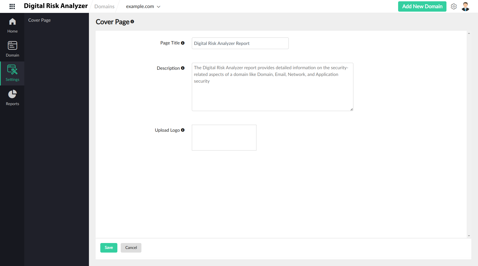 Configure various settings for your digital risk analyzer account