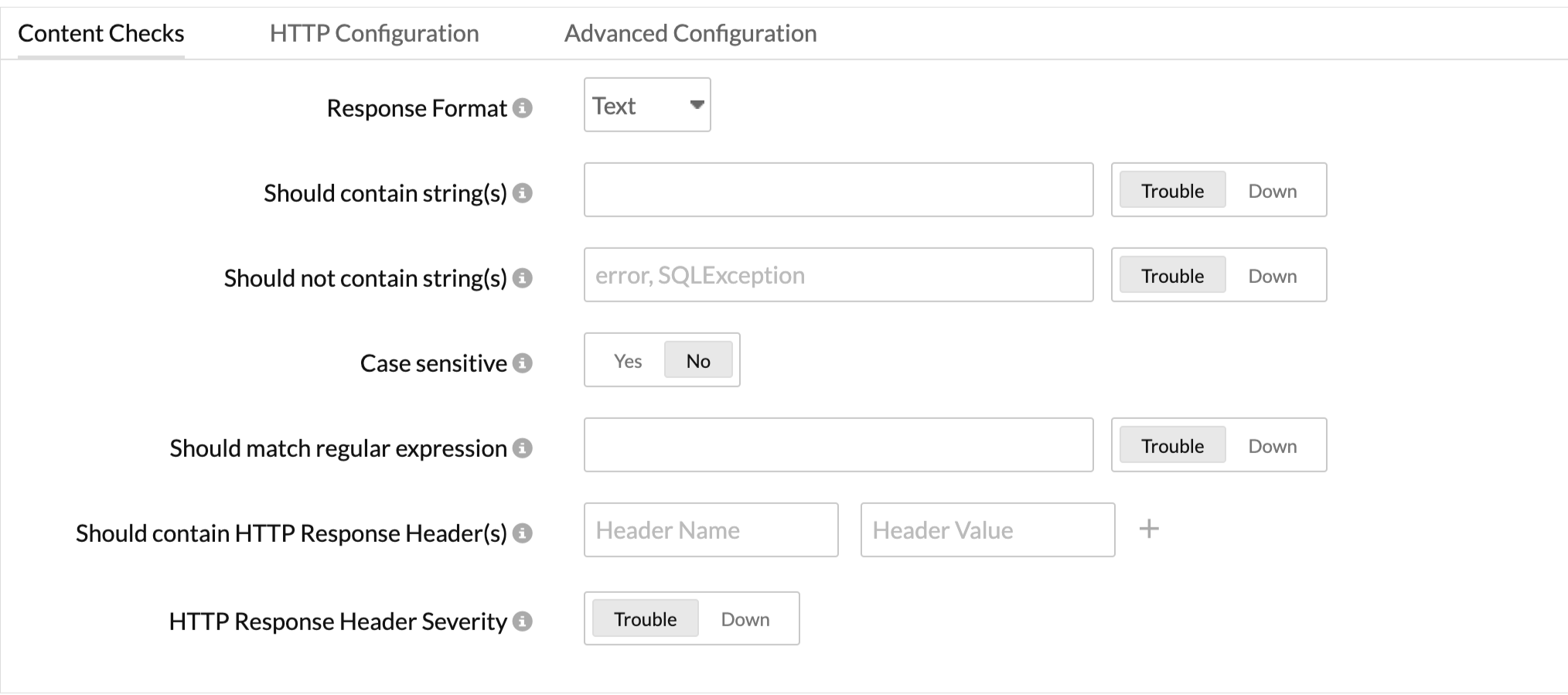 Configure content checks