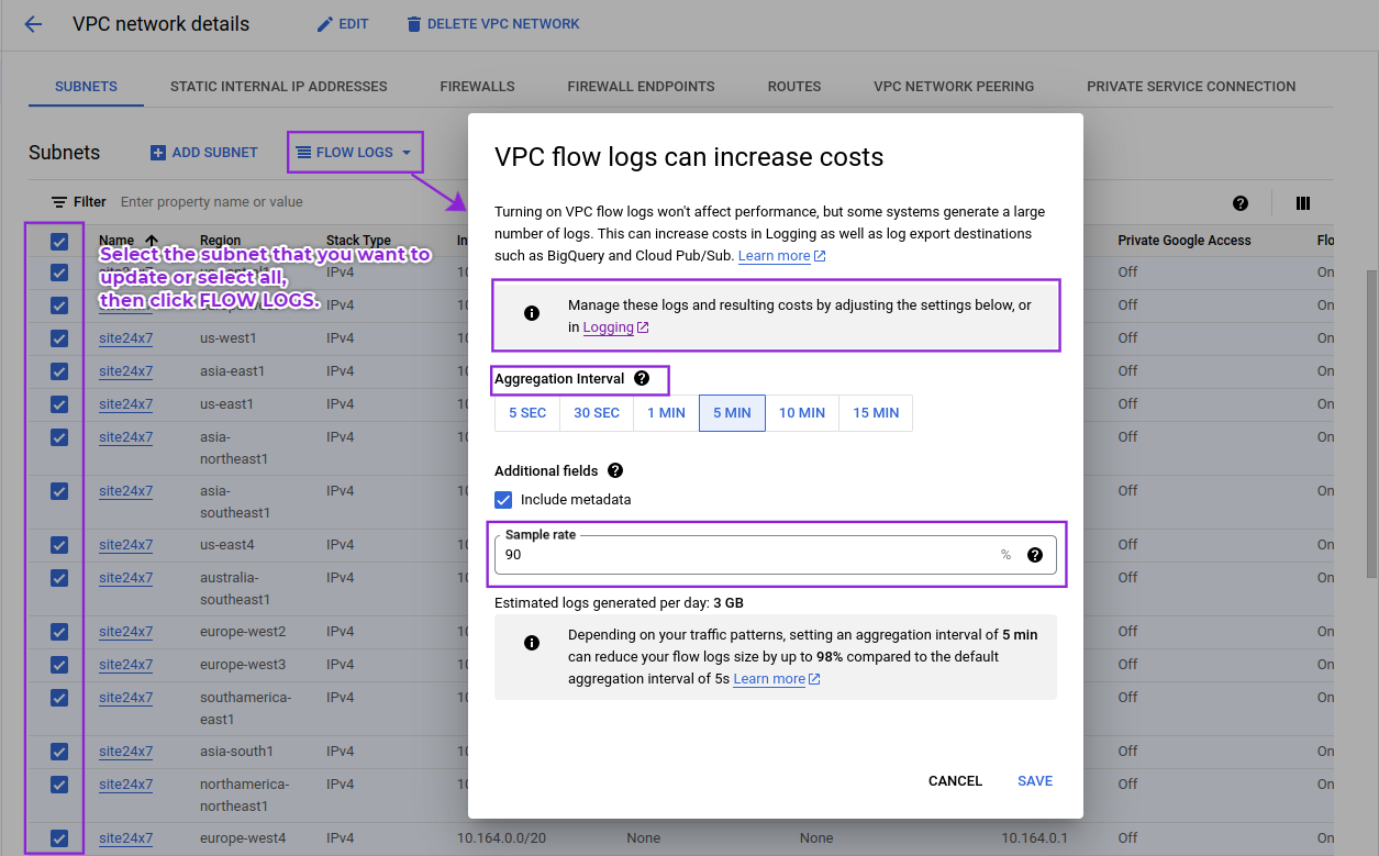 GCP VPC Flow Logs