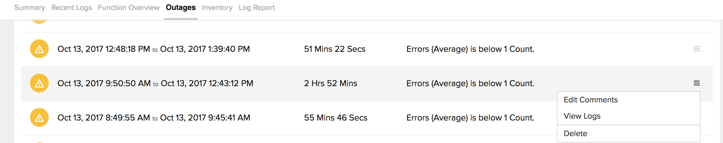 view error log prints