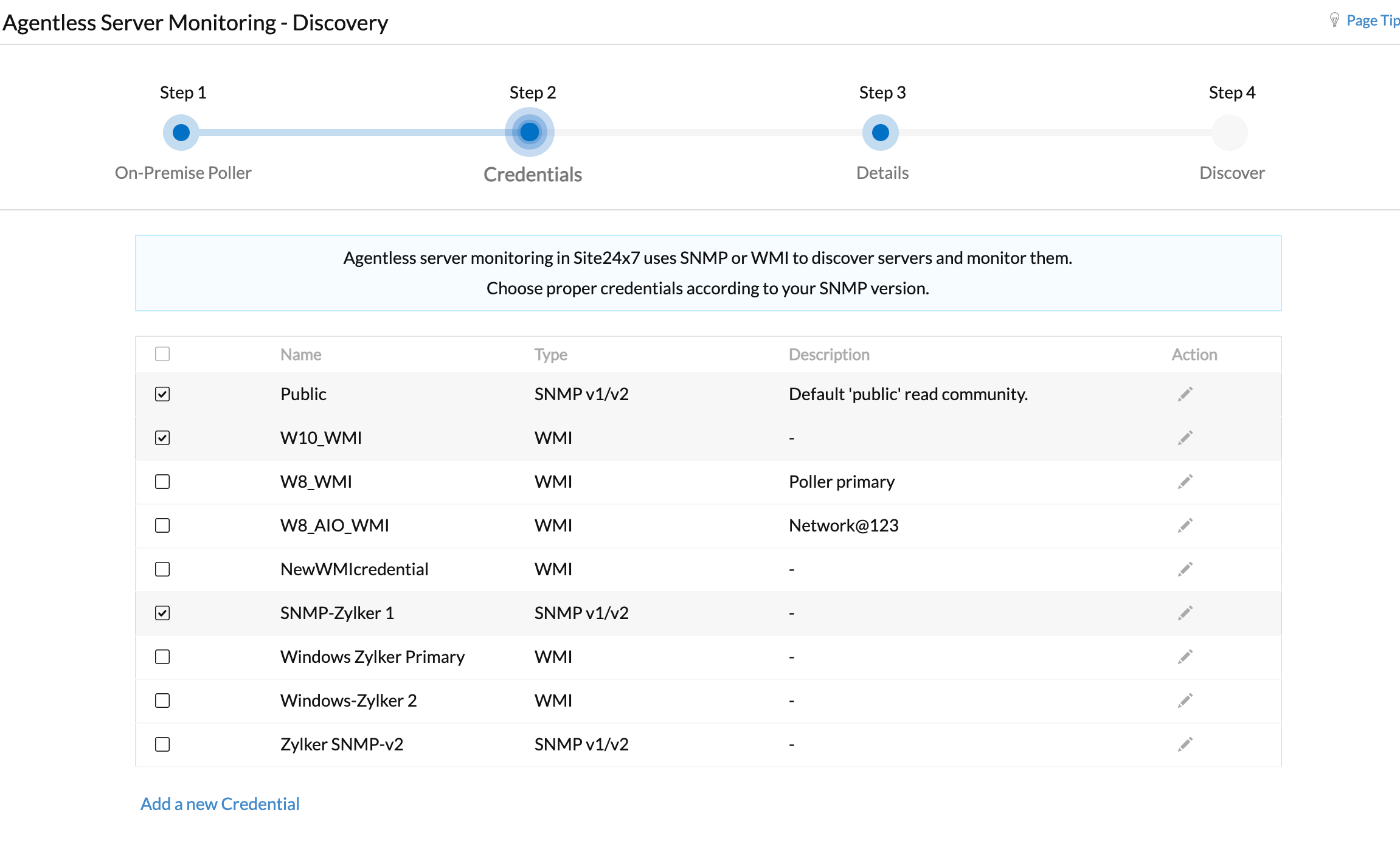 Choose multiple credentials for adding devices