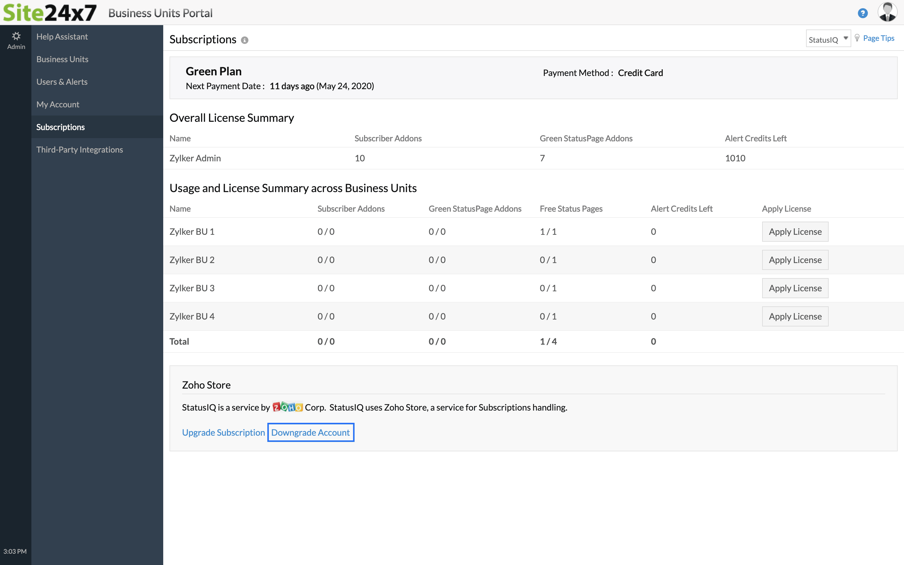 Learn how to downgrade your bu account