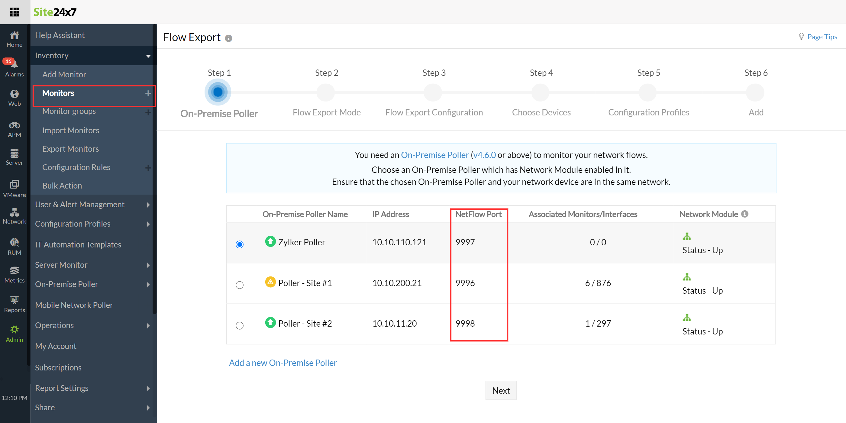 Verify On-Premise POller port